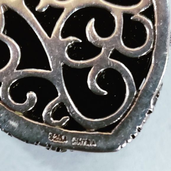 Gorgeous Black Onyx, Markesite, And Sterling Silver pendant. - Picture 3 of 6